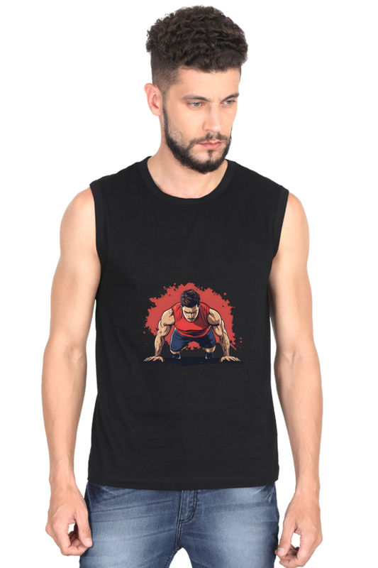 Round Neck Sleeveless Black T-Shirt