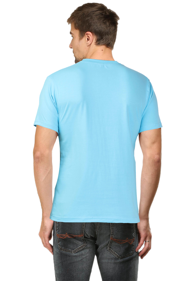 TechnoMind Round Neck Half Sleeve T-Shirt | SkyBlue Regular Fit