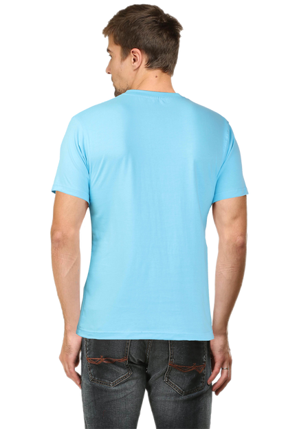 TechnoMind Round Neck Half Sleeve T-Shirt | SkyBlue Regular Fit